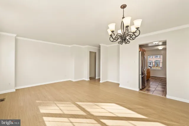 a view of a chandelier in a room