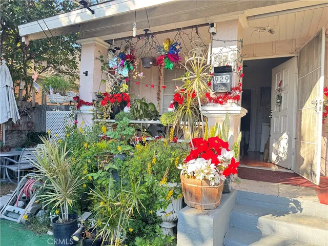 a view of outdoor with a flower garden