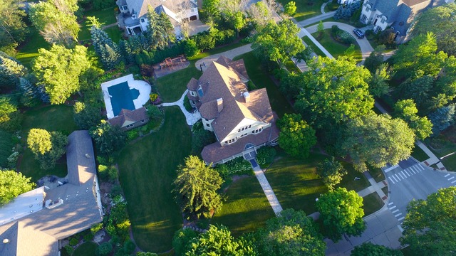 106 East 8th Street Hinsdale, IL 60521 - Photo 24 of 24 an aerial view of a house with a yard and garden