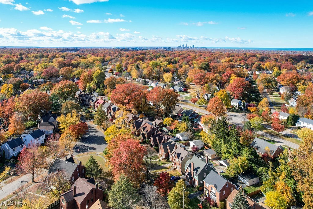1206 Castleton Road Cleveland Heights, OH 44121 - Photo 31 of 32 Another aerial view of Potter Village Neighborhood, downtown Cleveland skyline and Lake Erie.