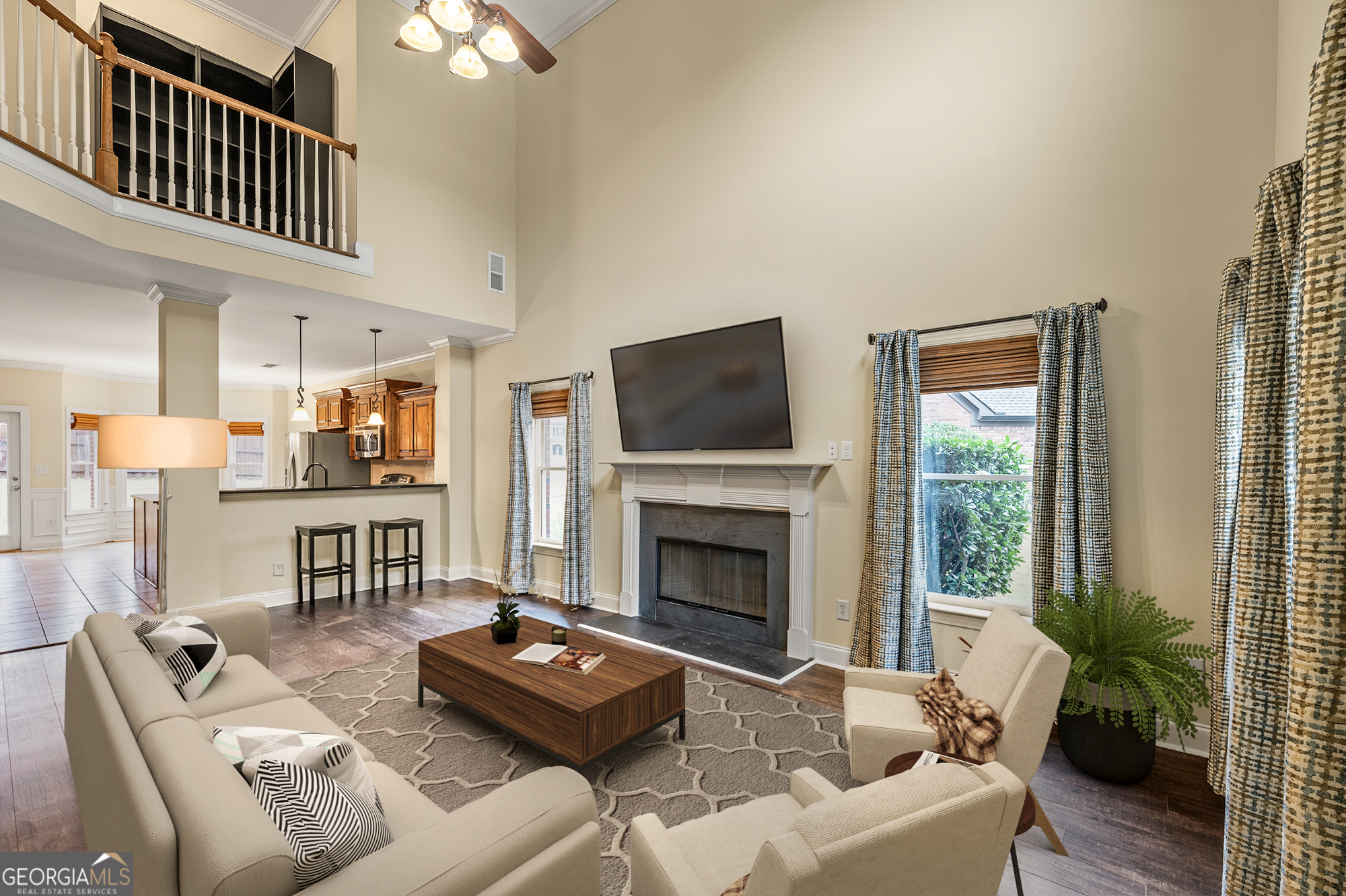 1355 Cold Tree Lane Watkinsville, GA 30677 - Photo 6 of 47 a living room with furniture fireplace and a flat screen tv