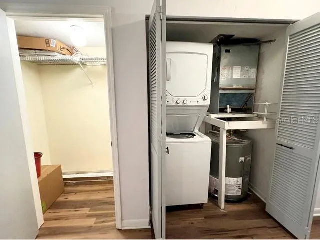 a view of a storage and utility room