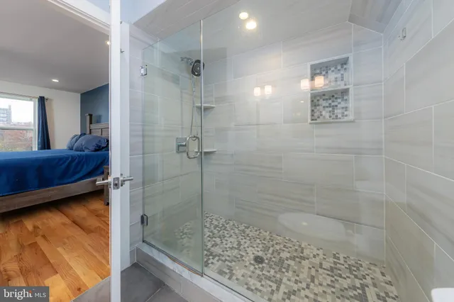 a bathroom with a shower