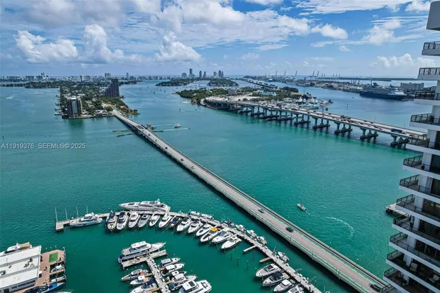 a view of a lake with a city