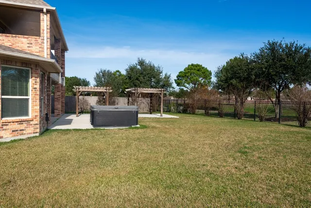a view of a garden with a tree