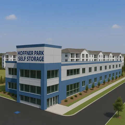 a view of a building from a balcony