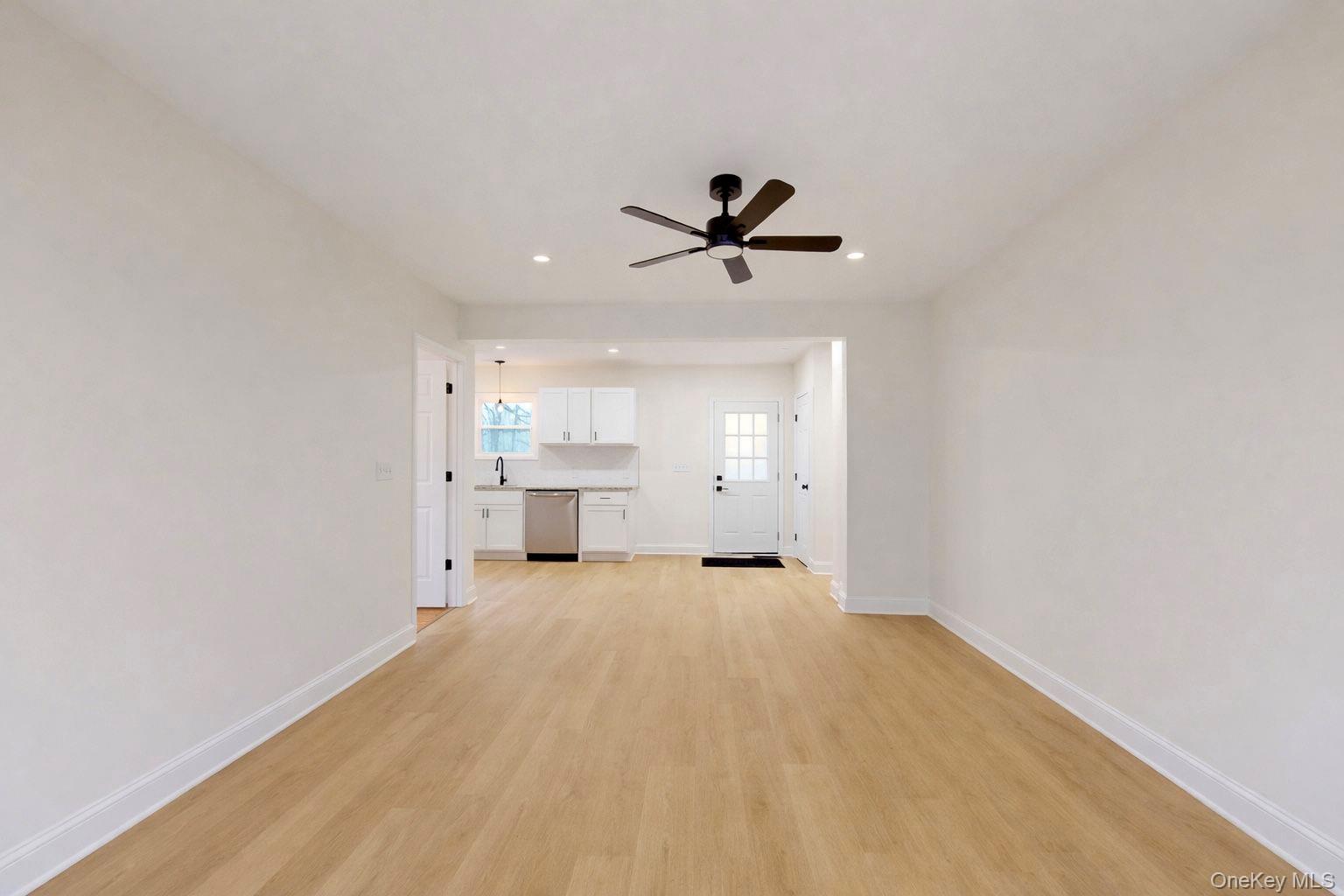 548 Dosen Road Middletown, NY 10940 - Photo 9 of 41 Unfurnished living room with light wood-style floors, ceiling fan, and recessed lighting