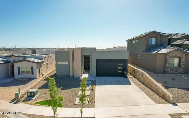a view of a terrace with wooden fence