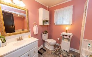 228 Clover Street Pittsburgh, PA 15210 - Photo 36 of 46 a bathroom with a granite countertop toilet sink and mirror