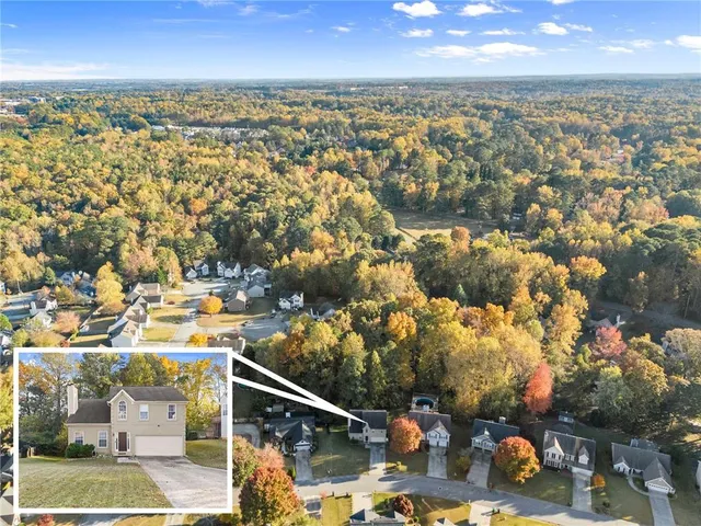 an aerial view of multiple house