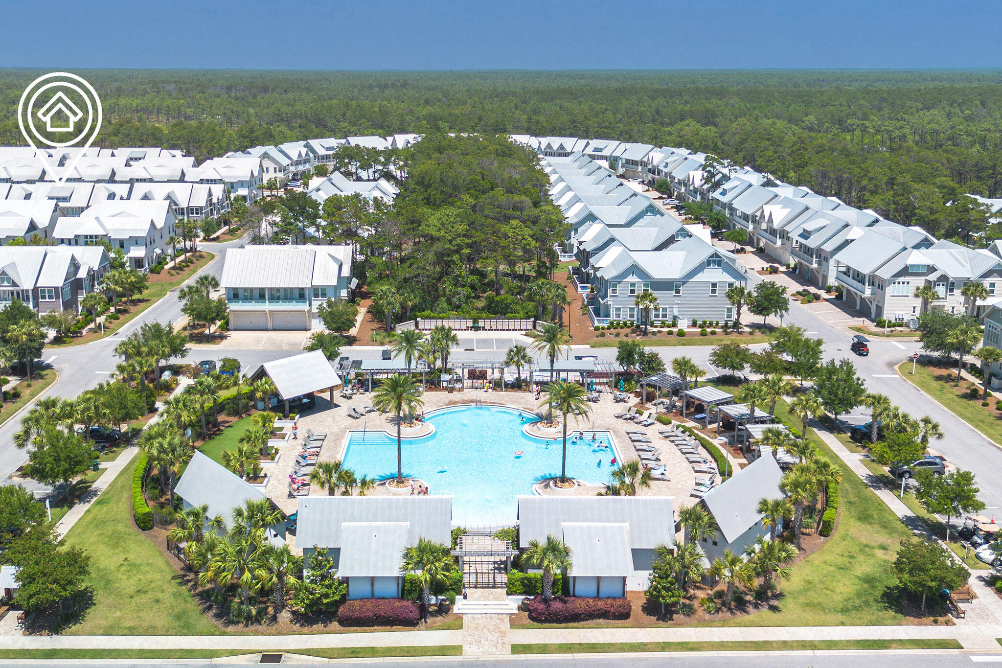 296 Milestone Dr Inlet Beach, Unit C Inlet Beach, FL 32461 - Photo 48 of 51 an aerial view of residential building and lake