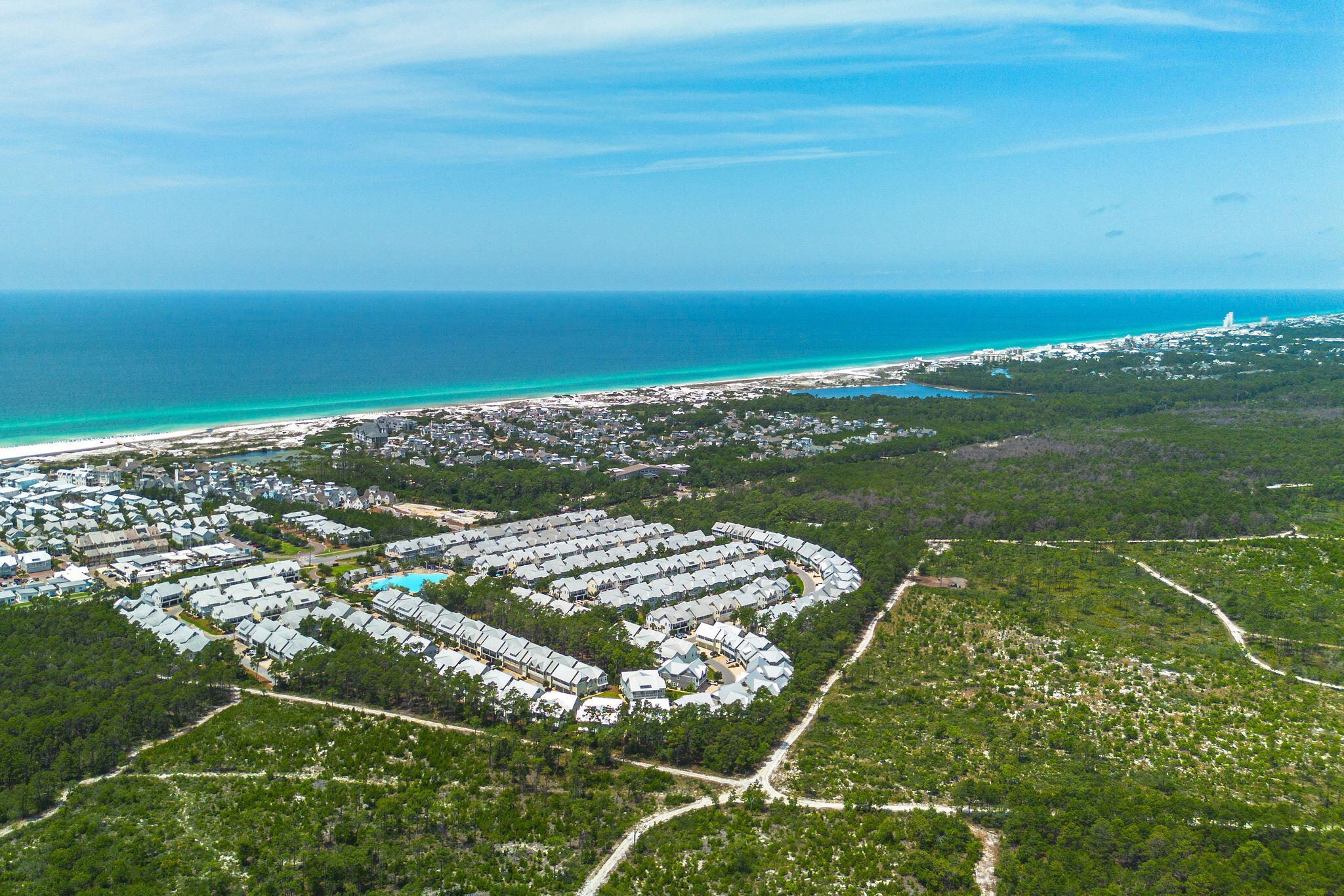 296 Milestone Dr Inlet Beach, Unit C Inlet Beach, FL 32461 - Photo 50 of 51 an aerial view of residential building with ocean view