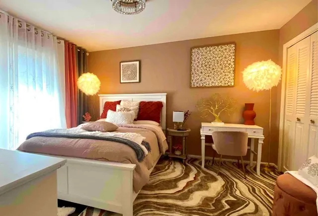 a living room with furniture and a couch