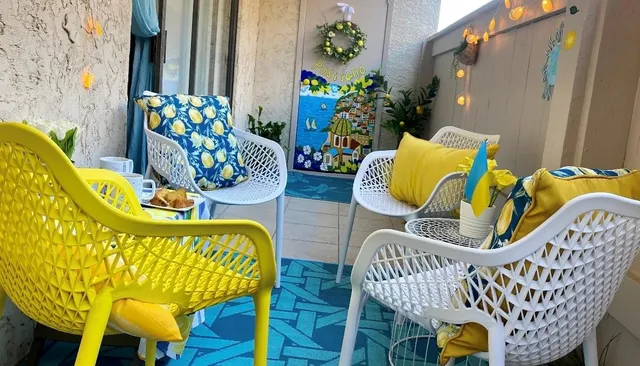 a front view of building with yard