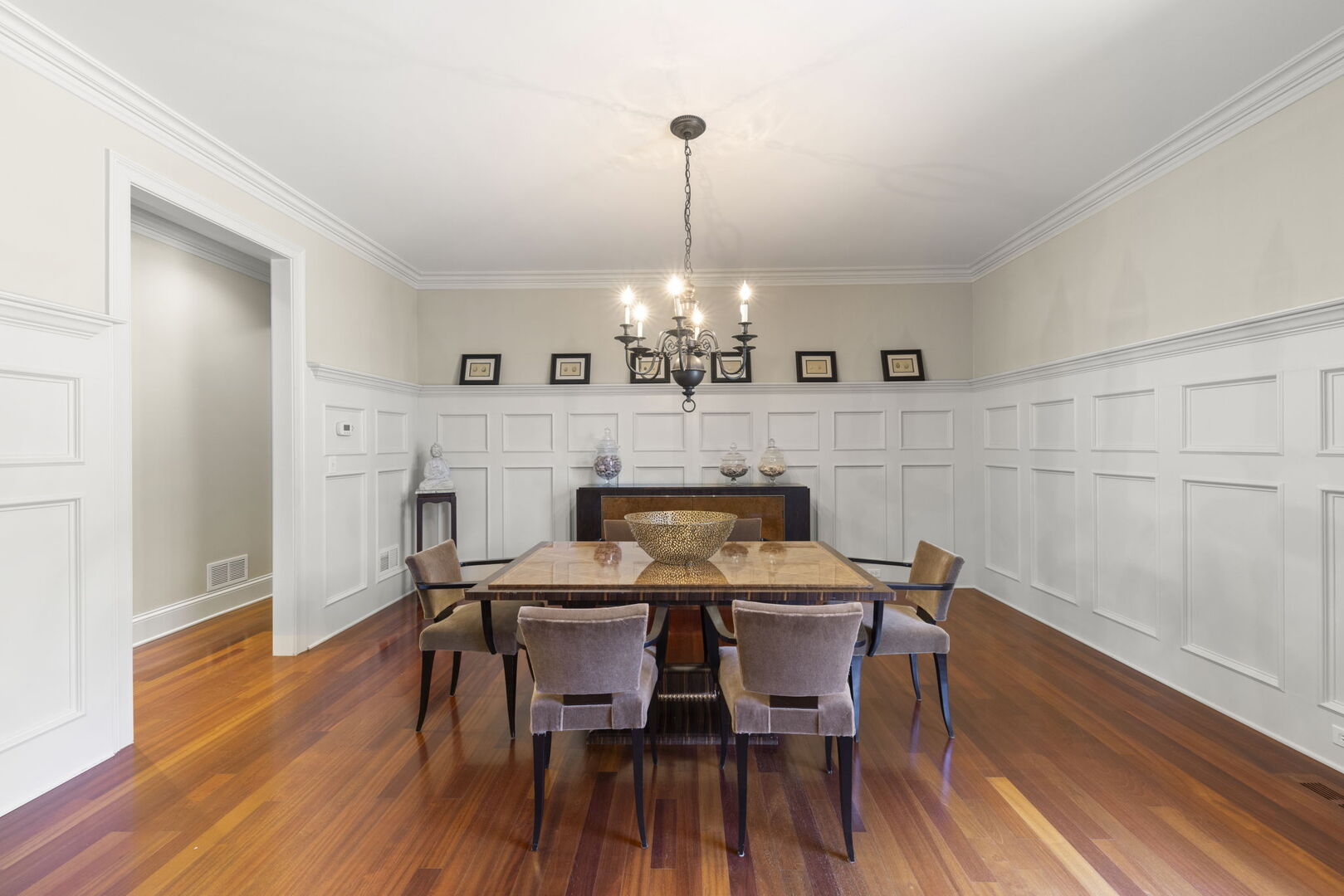 4804 Northcott Avenue Downers Grove, IL 60515 - Photo 4 of 36 a view of a dining room with furniture wooden floor and a chandelier
