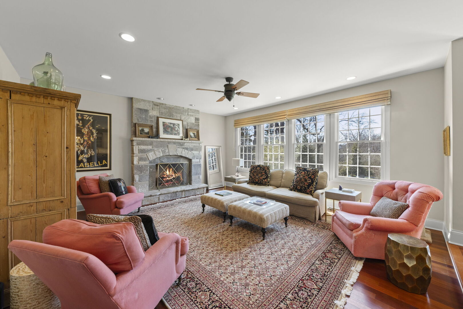 4804 Northcott Avenue Downers Grove, IL 60515 - Photo 8 of 36 a living room with furniture large window and a fireplace