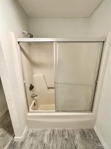 a view of a wooden roof