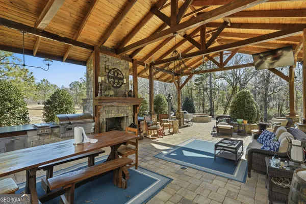 a outdoor living space with patio furniture