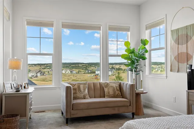 a view of a town with big yard