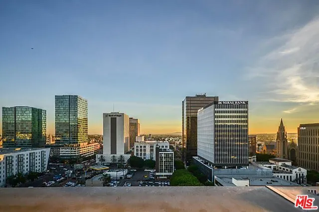 a city view with tall buildings