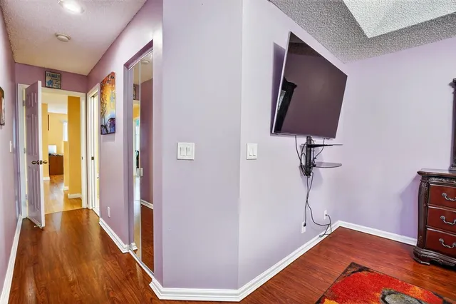 a view of a hallway with workspace