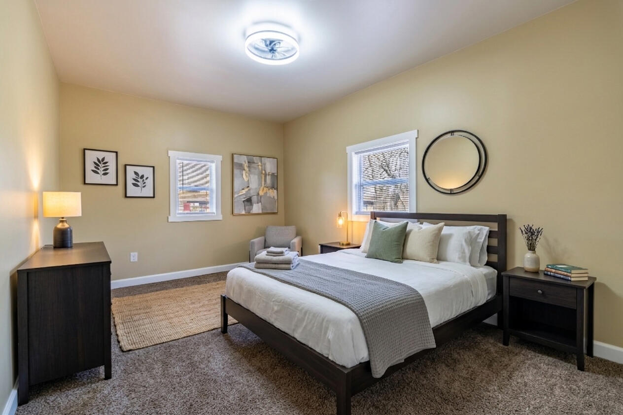 1047 Arizona Street Gary, IN 46403 - Photo 20 of 35 a bedroom with a bed and wooden floor