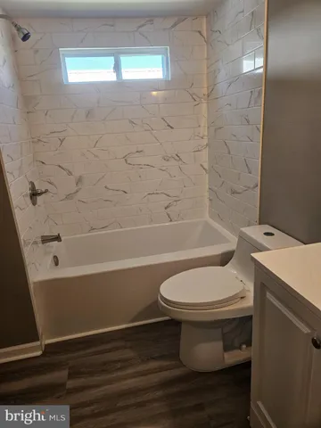 a bathroom with a toilet and a bathtub