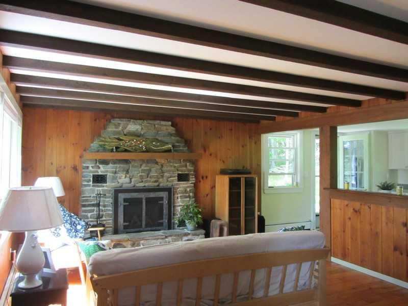 89 Lakeview Road Boothbay Harbor, ME 04575 - Photo 6 of 28 Living Room. Fieldstone fireplace...