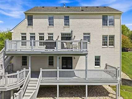 a bird view of a house with a yard