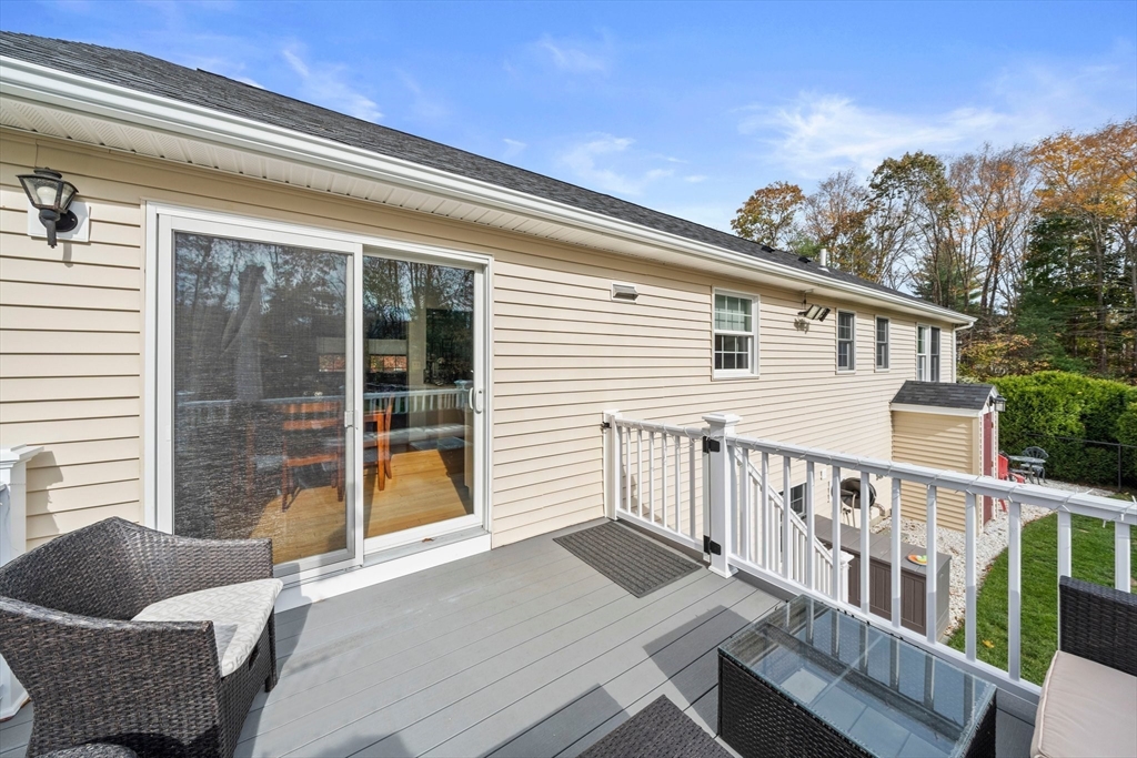 10 Crossman Circle Abington, MA 02351 - Photo 33 of 38 a view of a deck with couches chairs with wooden floor and fence