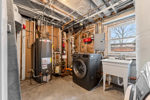 a view of a storage room with washer and dryer