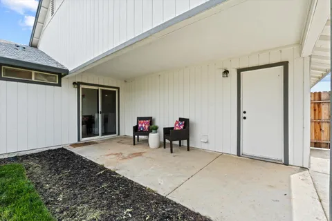 a view of outdoor space with seating