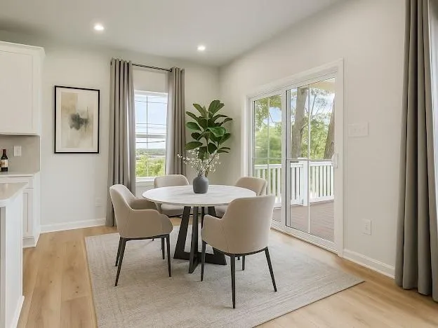 a view of a house with wooden floor