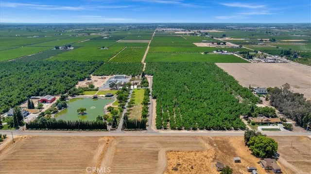 a view of a garden with a building in the background