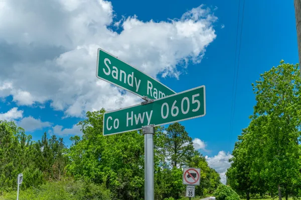 a street sign on a pole on a street