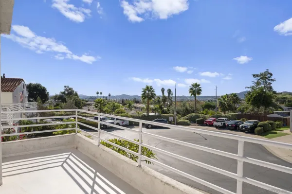 a view of a terrace with sky view