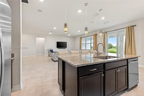 a view of a dining area with furniture