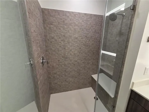 a room with a large window