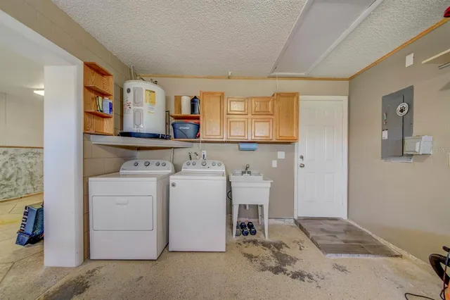 a building with potted plants in front of it