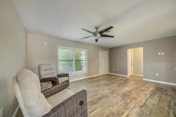 a living room with furniture
