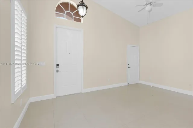 an empty room with windows