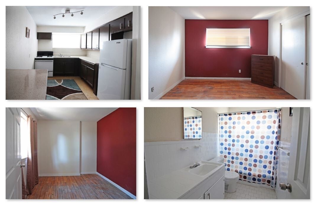 2712 Oakcliff Street Houston, TX 77023 - Photo 28 of 30 a view of kitchen with kitchen island wooden cabinets and refrigerator