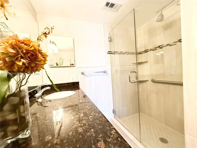 a bathroom with a bathtub