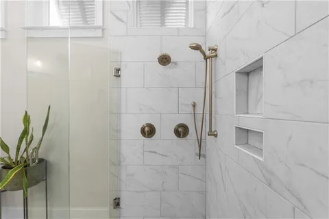 a bathroom with a shower