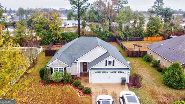 an aerial view of a house
