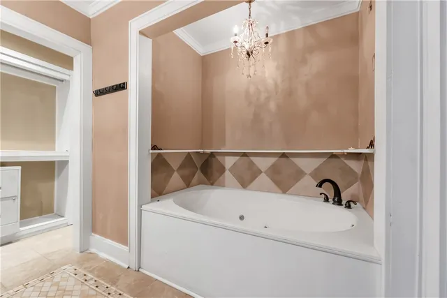 a bathroom with a bathtub