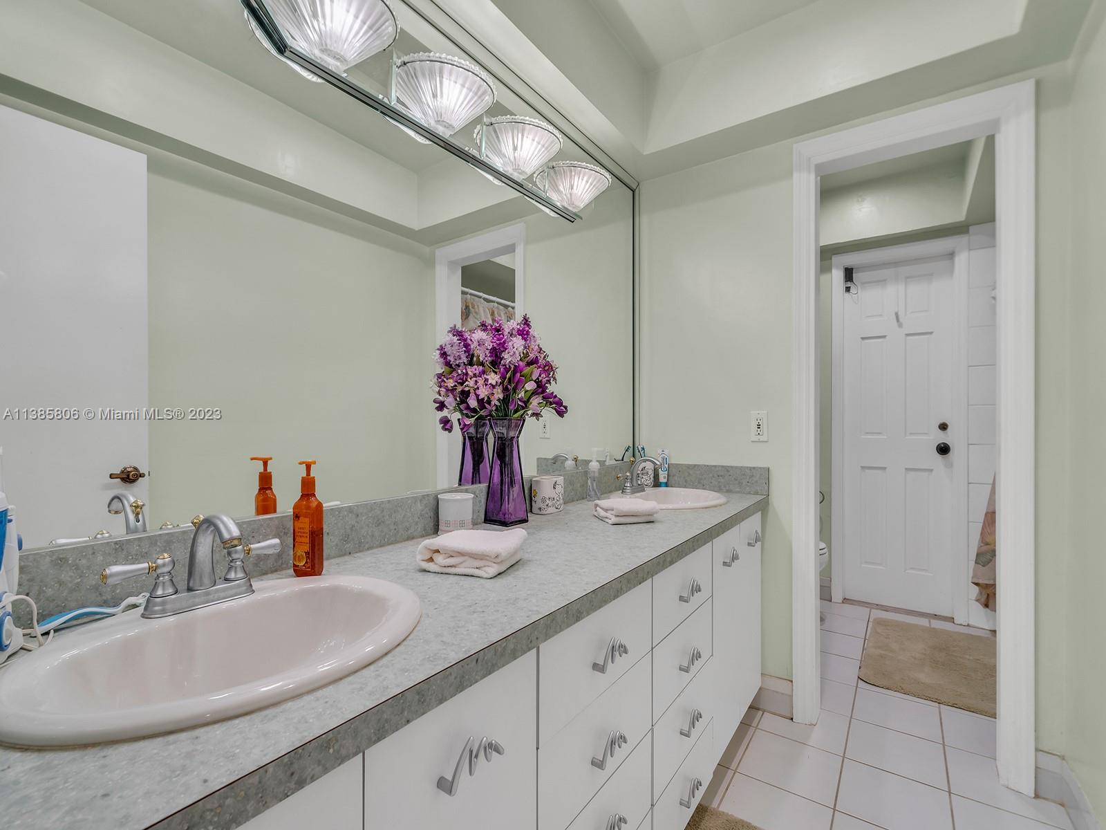 14900 Southwest 250th Street Homestead, FL 33032 - Photo 18 of 34 a bathroom with a granite countertop sink a large mirror and a shower