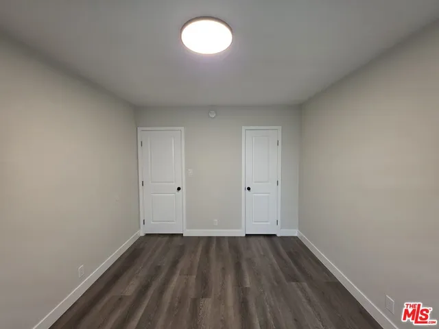 an empty room with a workbench