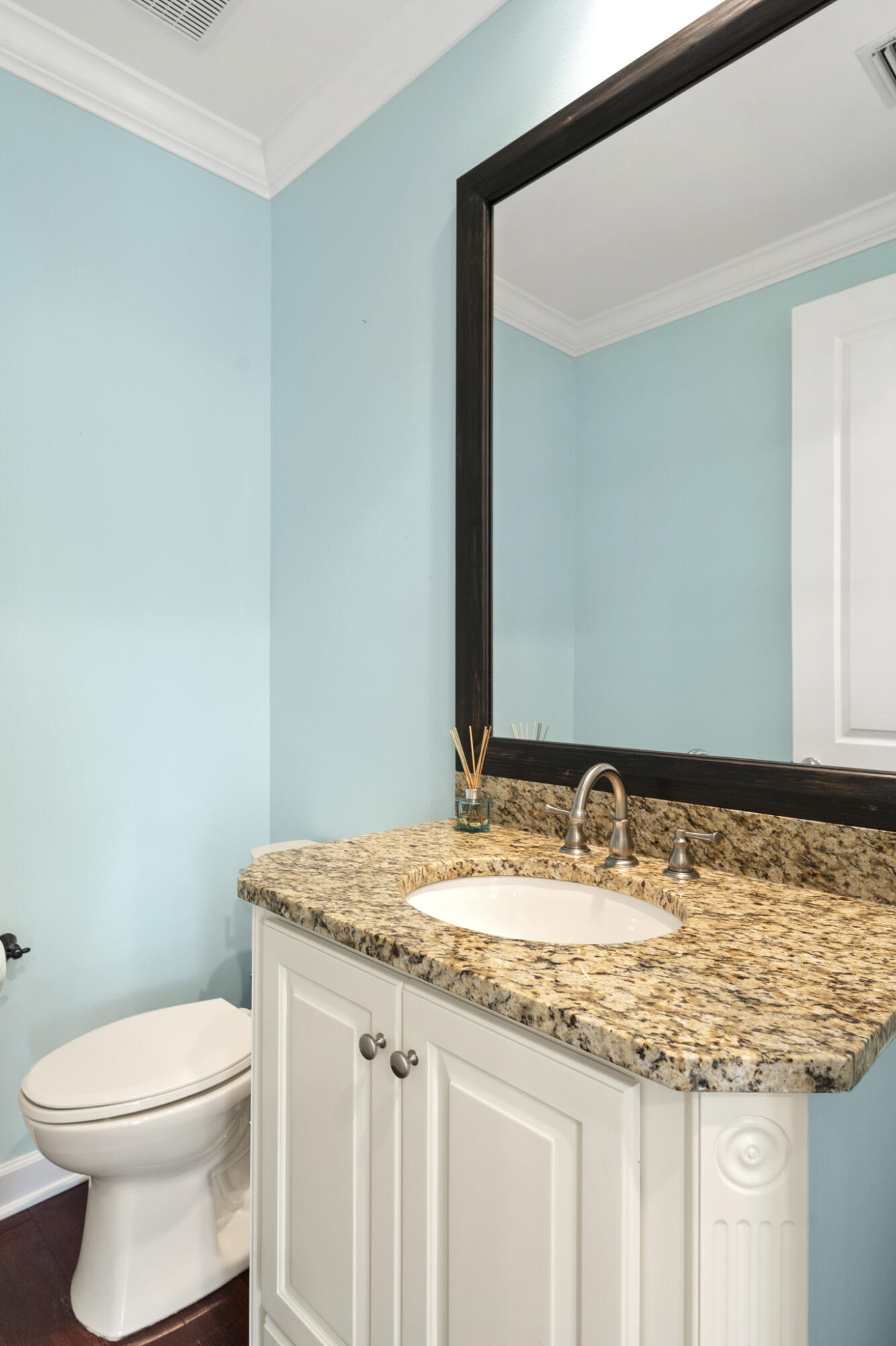 17 South Zander Way Santa Rosa Beach, FL 32459 - Photo 16 of 44 a bathroom with a granite countertop sink and a mirror