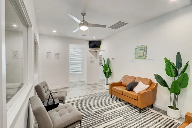 a living room with furniture